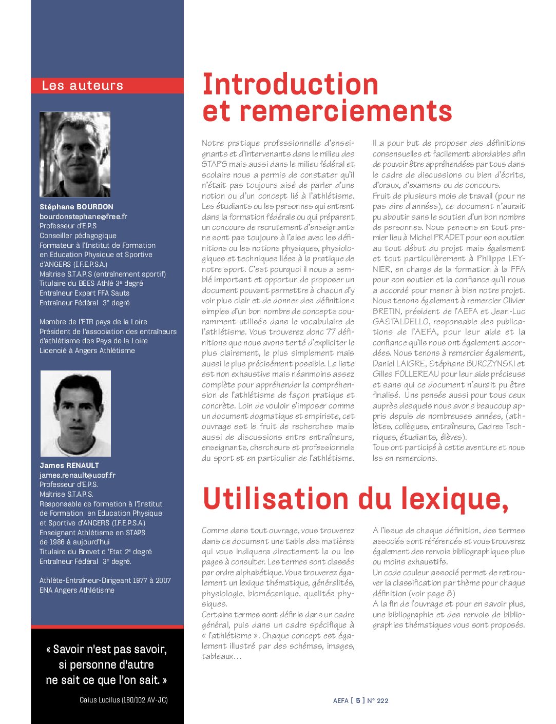 N°222 Lexique Athlé